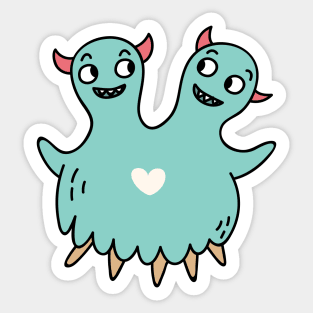 Cute Double-Headed Monster Doodle Sticker